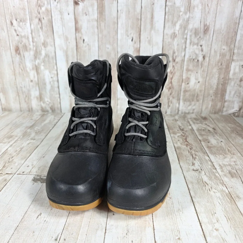 The North Face Waterproof Black Leather Lace Up Duck Snow Boots Womens‎